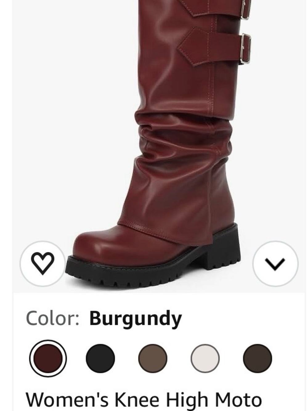 Women's Knee High Moto Boots - Burgundy